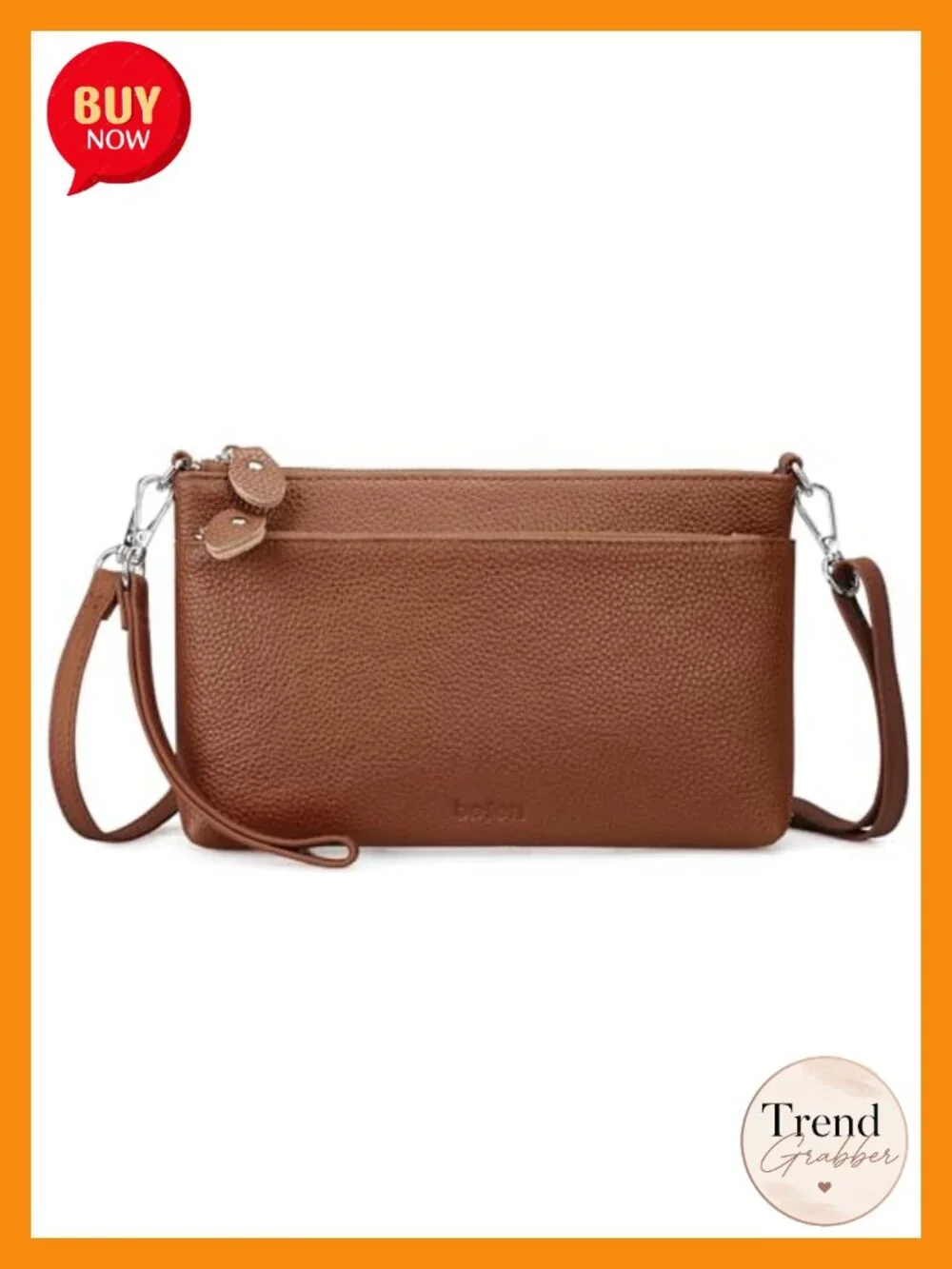 Genuine Leather Wristlet Clutch Wallet with RFID Blocking, Small Crossbody Bag